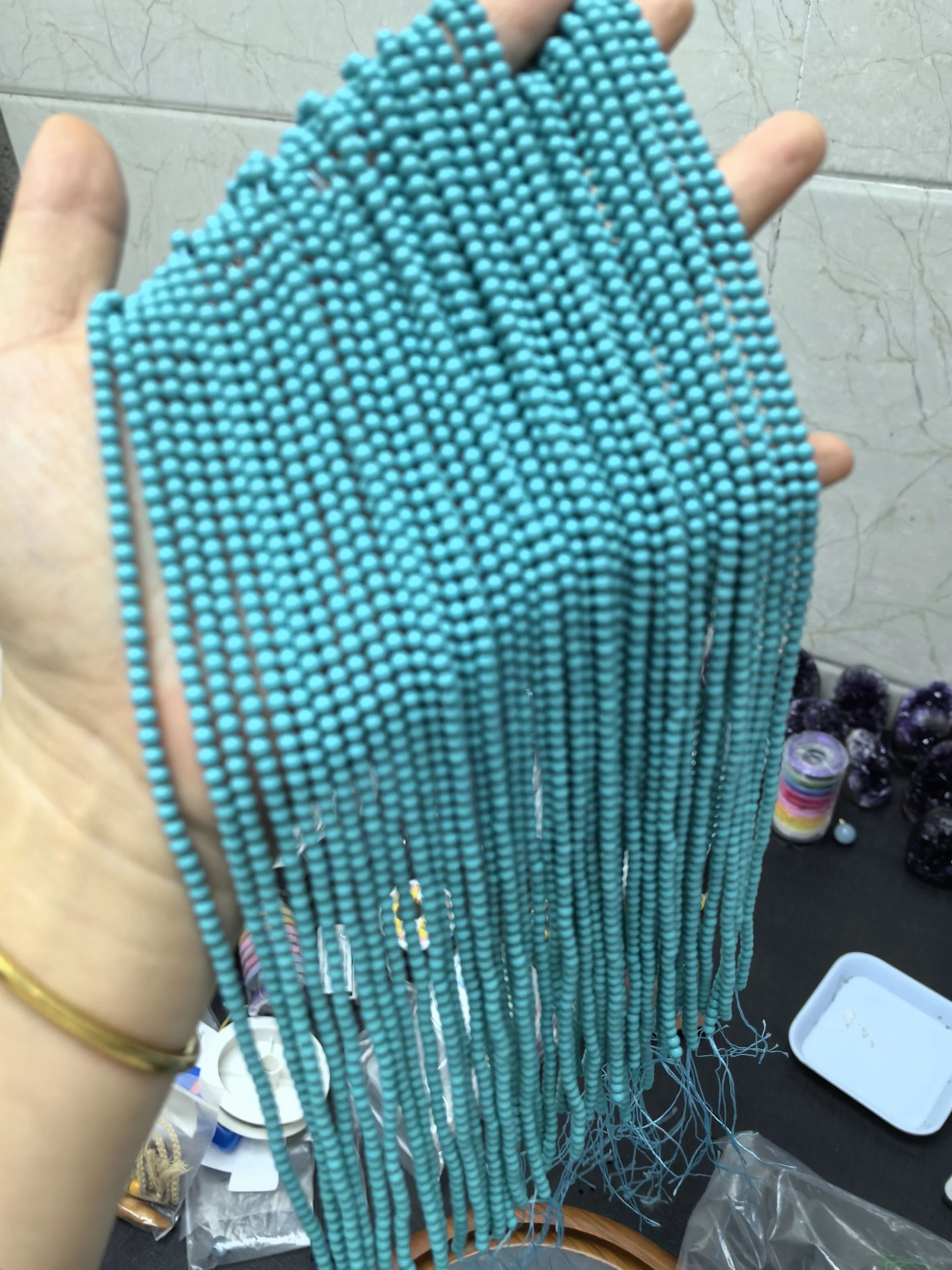 2 3 4mm松石圆珠散珠半成品绿色蓝色