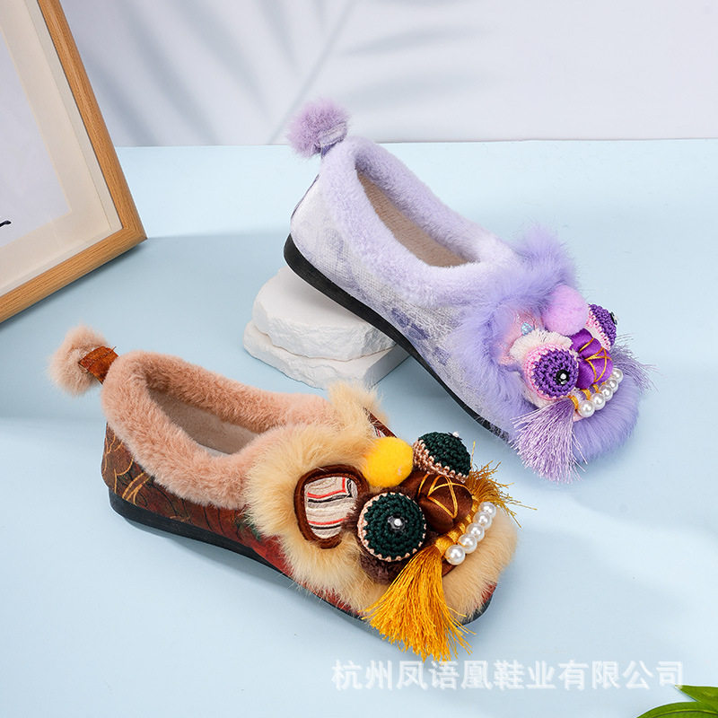 非遗虎头棉鞋春夏新款民族风虎头鞋手工平底舒适新中式2022-287