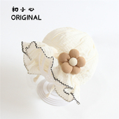 婴儿帽子春秋新款 宝宝遮阳帽韩版 公主花边婴幼儿防晒渔夫帽小月龄