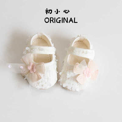 蝴蝶结秋季纯棉软底鞋公主鞋