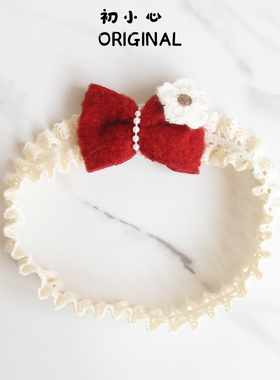 0-3岁婴儿发带女宝宝红色新年蝴蝶结头花新生儿满月百天周岁发饰
