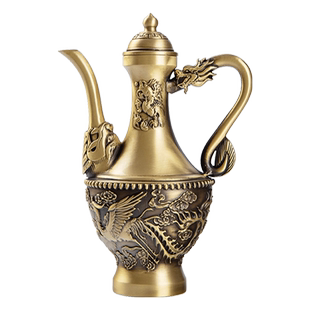 家用佛前供酒套装龙凤铜酒壶酒杯供奉茶杯财神水杯供养菩萨佛摆件