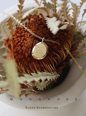 小众设计幸运钛钢14k金金锁骨链