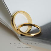 三件9折 简约不掉色INS欧美金色光面钛钢戒指女潮指环宽细款 百搭