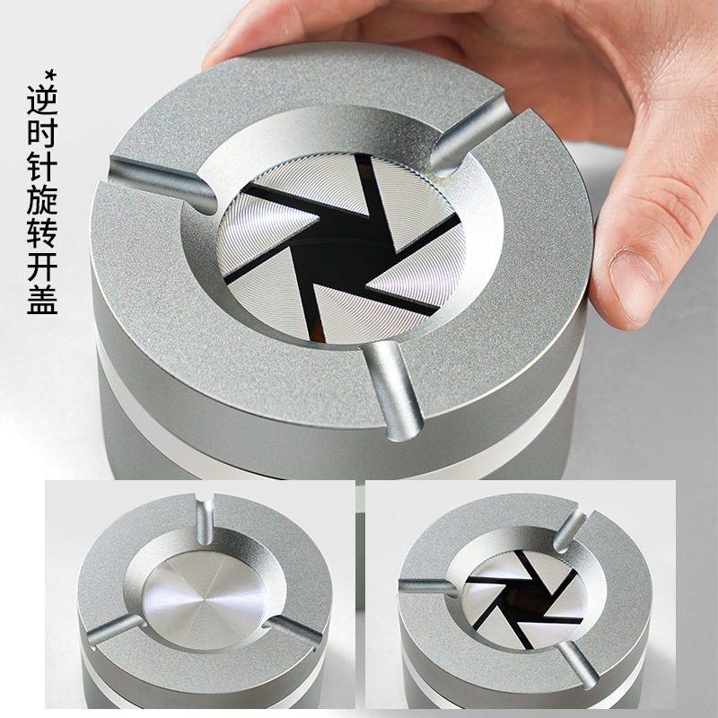 车载烟灰缸防灰飞感旋转可开合带盖汽车车内车上家用办公桌面