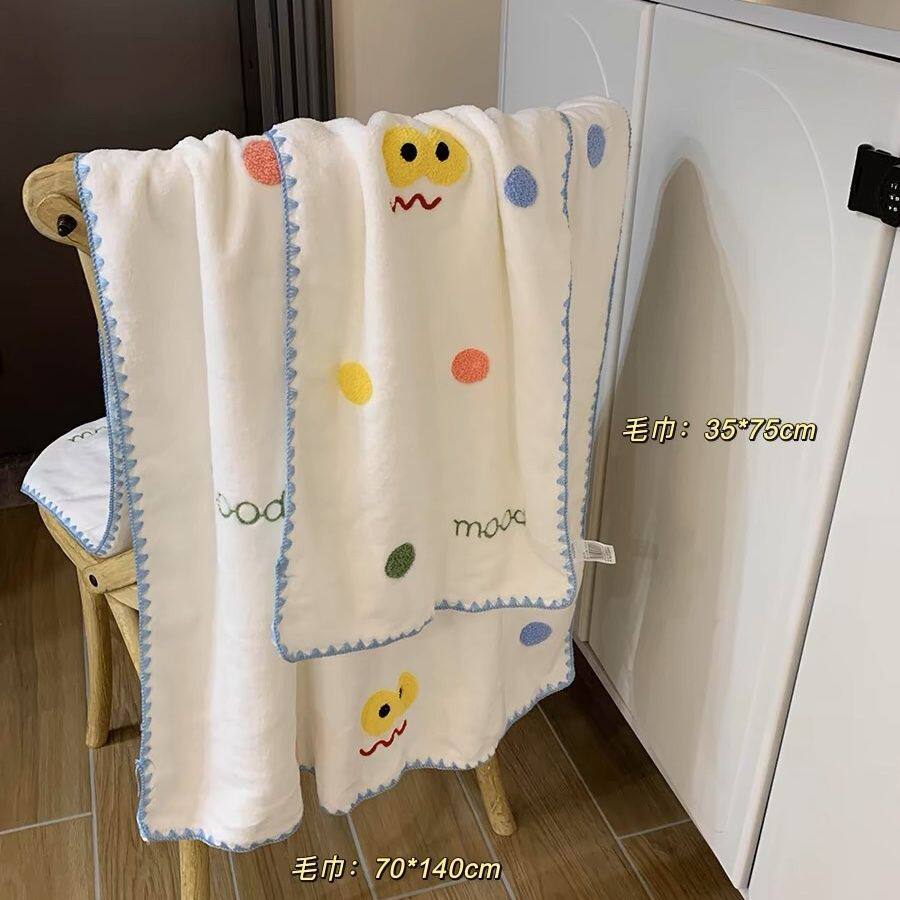 可爱卡通浴巾女家用宿舍洗澡大毛巾吸水速干不掉毛两件套厂家