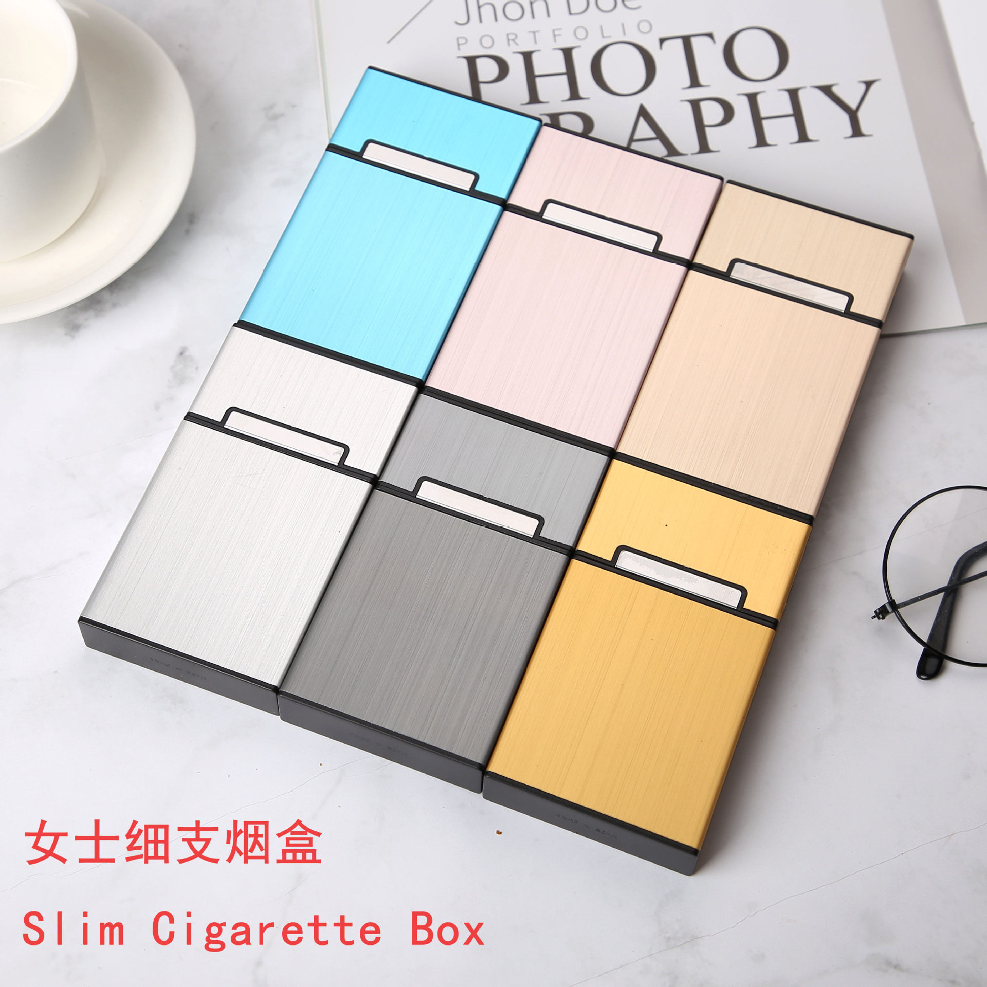 女士加长铝合金表面超薄20支装女士烟盒可定logo文字烟盒时尚,收纳整理,打火机收纳盒/袋/柜,淘宝优惠券,粉丝福利购,淘宝优惠卷
