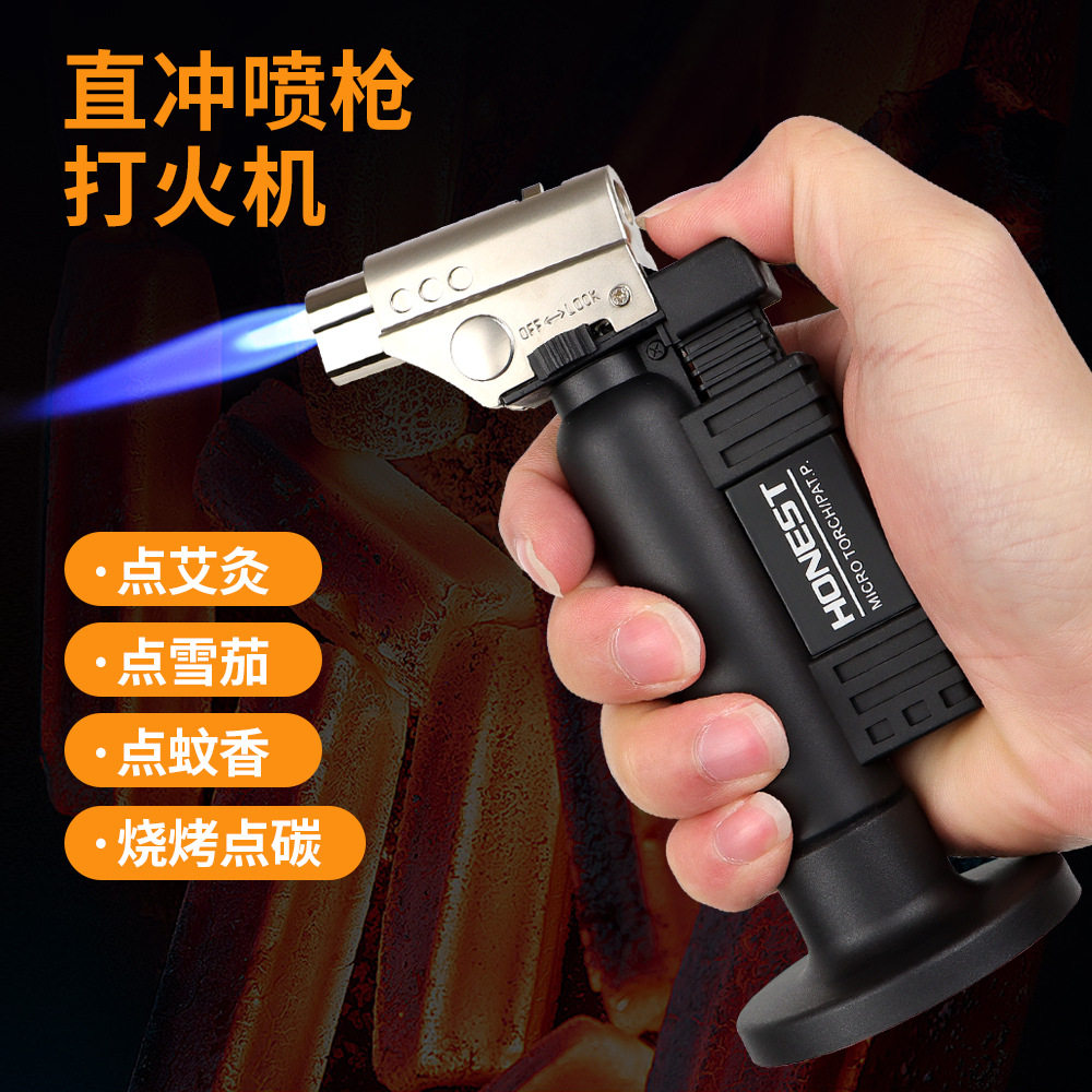 可倒置高温防风大口径直冲喷火枪户外烧烤家用雪茄烧烤燃气灶点火
