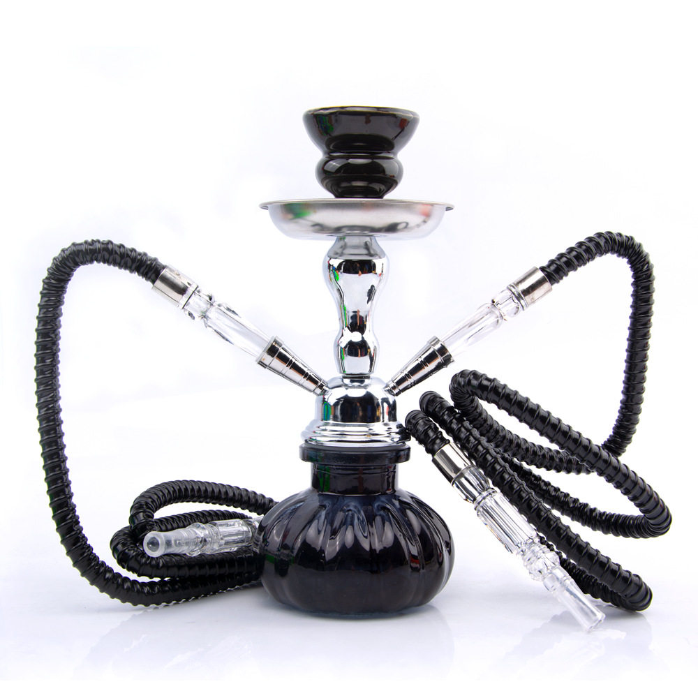 水烟壶小号套装双管水烟配件不锈钢葫芦款shisha/hookah跨境货源