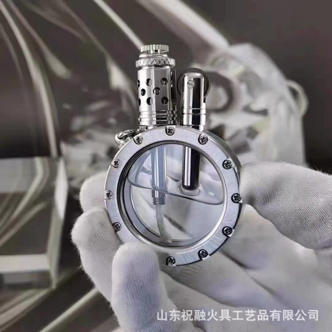 祝融-重型战壕透明油仓高档黄铜异形煤油打火机收藏型手工打火机