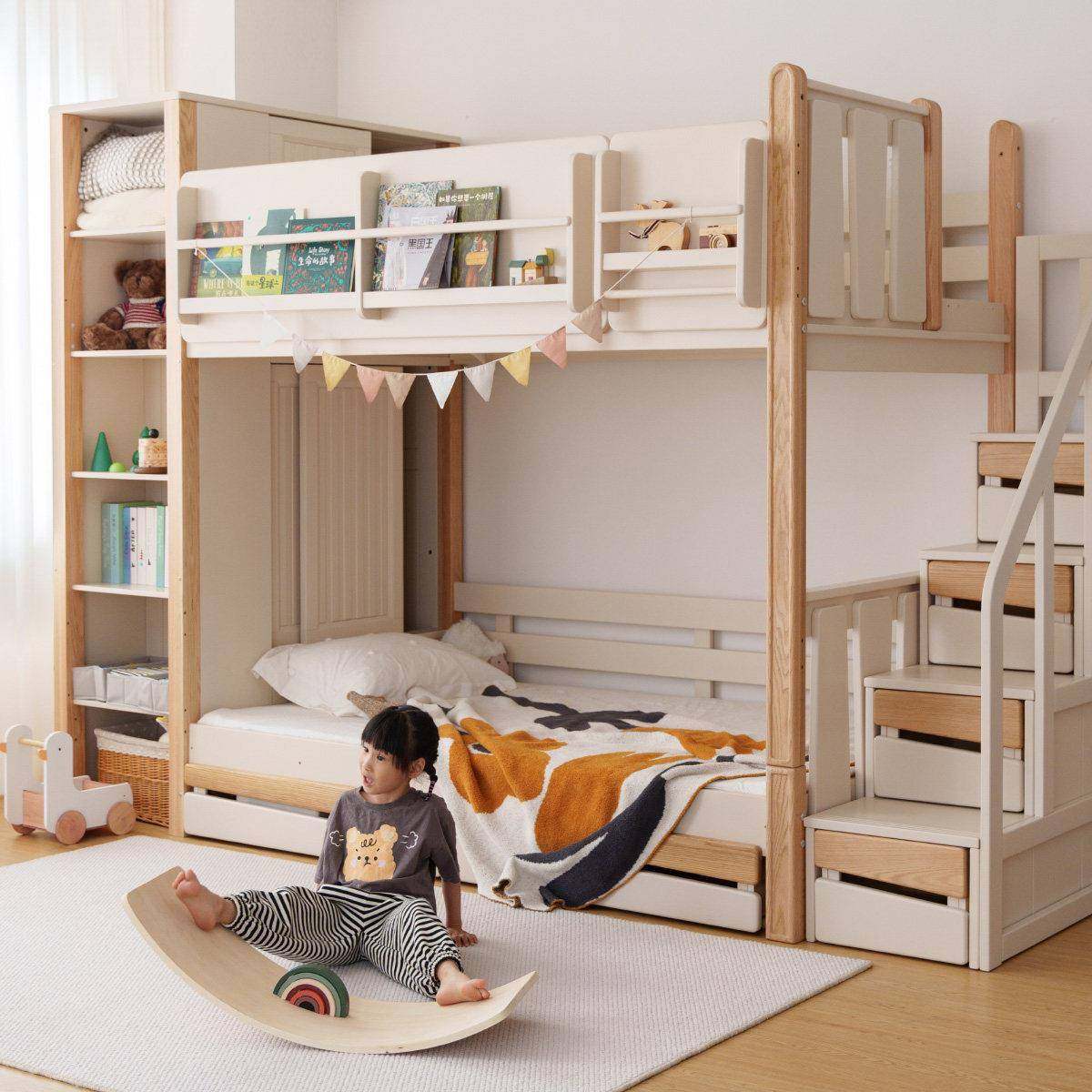木木源上下床带衣柜儿童双层床高低子母床上下铺奶油风收纳小户型,住宅家具,高低/子母床,淘宝优惠券,粉丝福利购,淘宝优惠卷