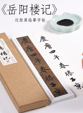 元 赵孟俯 行书《岳阳楼记》赵孟頫书法毛笔临摹高清练字帖近距离对临字卡 纸中作乐