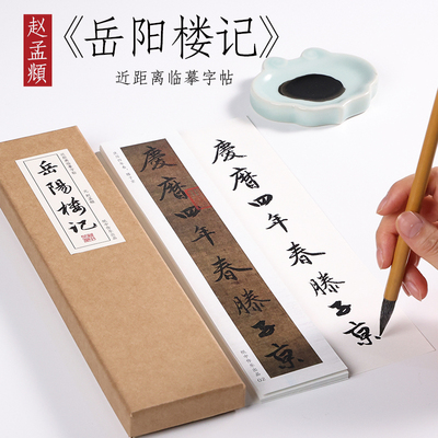 元 赵孟俯 行书《岳阳楼记》赵孟頫书法毛笔临摹高清练字帖近距离对临字卡 纸中作乐