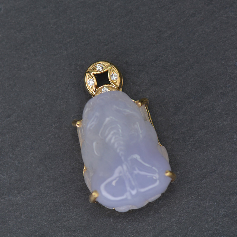 原创设计天然翡翠貔貅吊坠手链两用18k黄金镶嵌来石加工空托