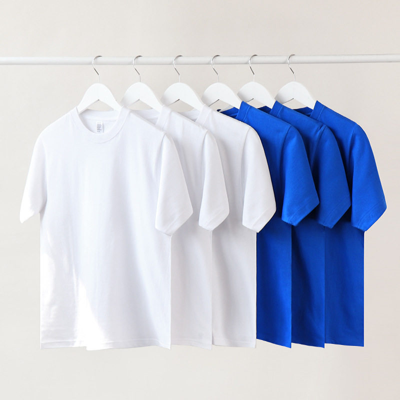 men cotton tshirt 210g重磅纯棉短袖t恤男克莱因蓝美式宝蓝色