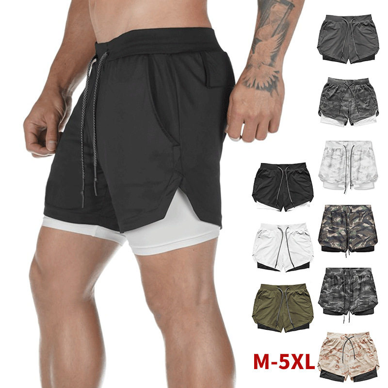 Mens Shorts Sportswear Double-deck Bottoms男运动短裤速干双层