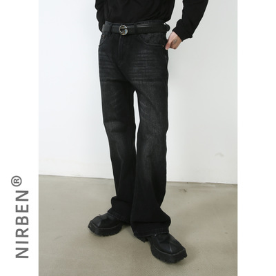 men baggy jeans man pants malenirn牛仔美式复古微喇牛仔裤高街
