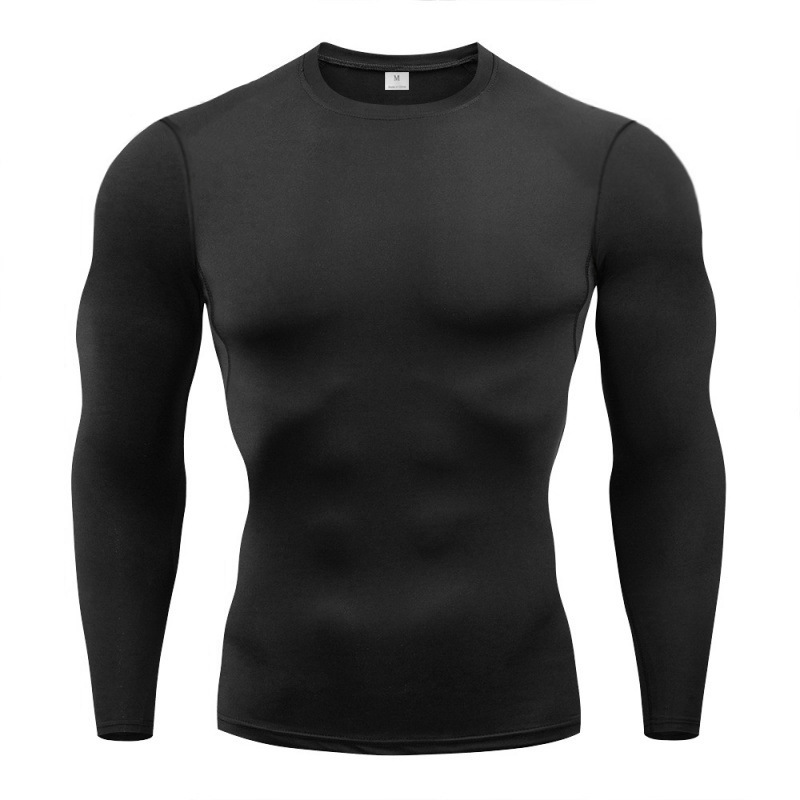 crossfit tshirt for men Gym春秋速干衣男士纯色光板T恤跑步