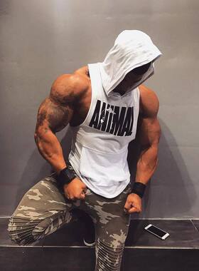 Men Vest Shirts Hooded Casual Man Gym Workout Waistcoat Tops