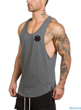 men gym tank half shirts背心男士summer Singlet stringer Vest