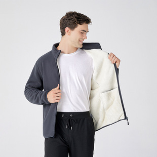 men jacket outdoor zip coat摇粒绒外套男冬季加绒加厚双面绒