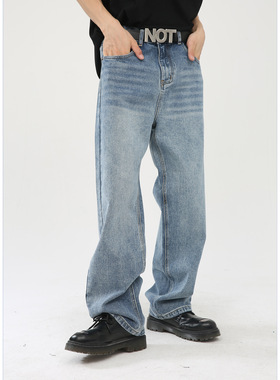 men baggy jeans man pants malenirn牛仔  宽松韩版百搭显瘦水洗