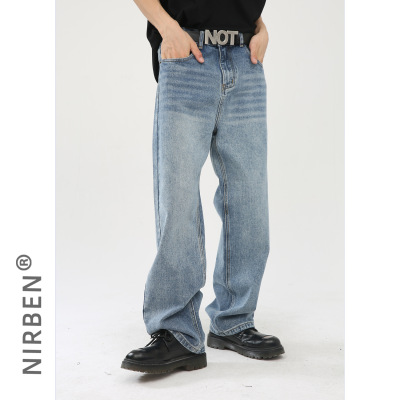 men baggy jeans man pants malenirn牛仔  宽松韩版百搭显瘦水洗