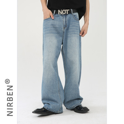 men baggy jeans man pantsnirn牛仔  阔腿复古牛仔裤韩版宽松