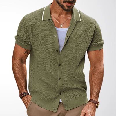 man shirts t-shirt男装 新款短袖冰爽丝针织衫 轻奢时尚商务开衫