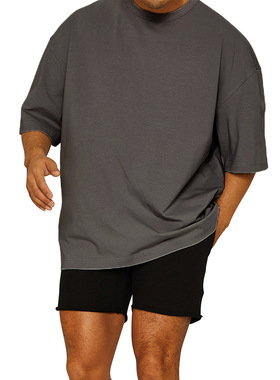 Mens T shirts GYM Tees Basic Solid Tops宽松棉oversize短袖T恤