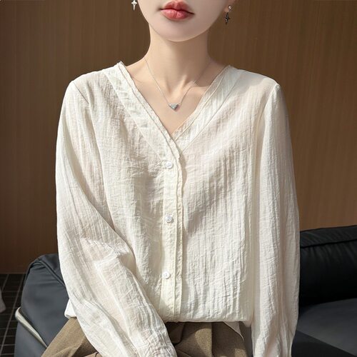 new shirt tops casual fashion loose shirts 2026年春夏新款苎v