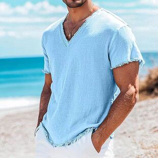 棉麻短袖 Tshirts Casual summer for men shirts Tee男士 Man