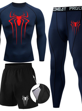 Men Workout Compression Y2K Spider Printed Gym Tshirts