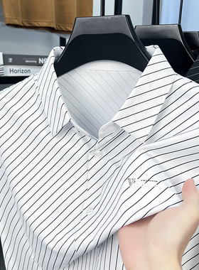 men's short sleeve shirts冰丝弹力薄款简约百搭衬衣男士新款
