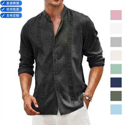 shirt tops streetwear casual shirts tee欧美男士古巴风格休闲
