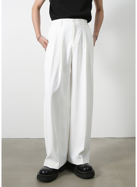 men baggy jeans man pantsnirn四色 西裤男韩版垂感西装裤直筒