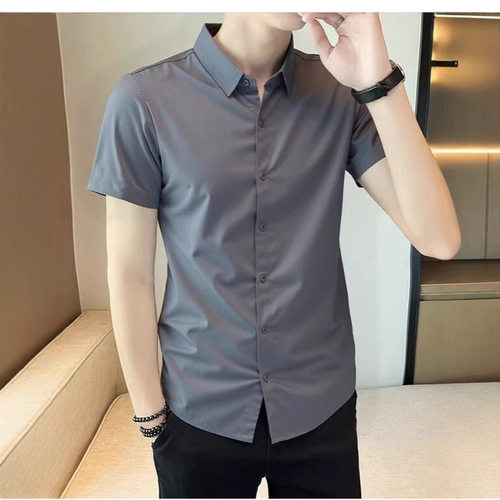 shirt tops streetwear casual shirts tee直播春夏弹力短袖衬衫