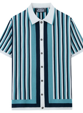 men's t-shirts男装 短袖条纹针织衬衫 男士开衫商务polo衫