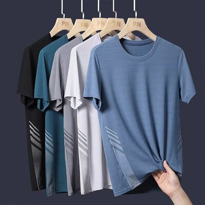 quick dry t-shirt shirt compression tee tops冰丝短袖t恤男士