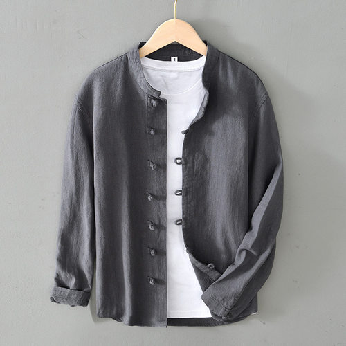 Mens Chinese Shirt Mandarin Collar Buttons Man Kung Fu Shirt