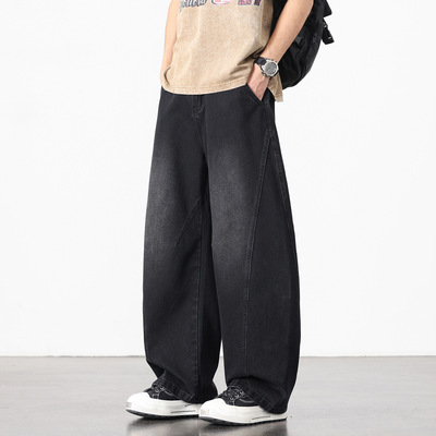 men baggy jeans男士水洗弯刀牛仔裤 新款 立体剪裁 宽松直筒