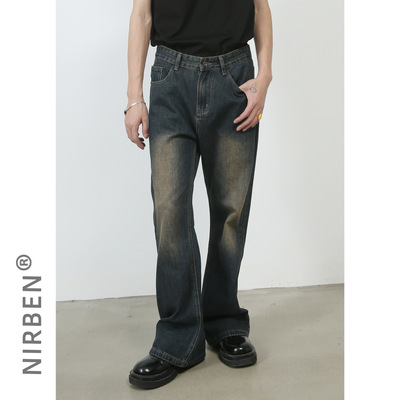 men baggy jeans man pantsnirn牛仔新品复古水洗牛仔潮牌百搭