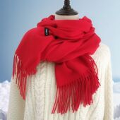 scarf红围巾中国红logo刺绣印字纯色仿羊绒秋冬季 fashion men