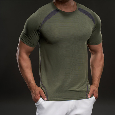quick dry t-shirt shirt compression tee tops夏短袖冰丝t恤