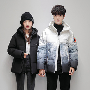 women warm 韩版 winter 男女同款 coat 服渐变短款 man jacket新款