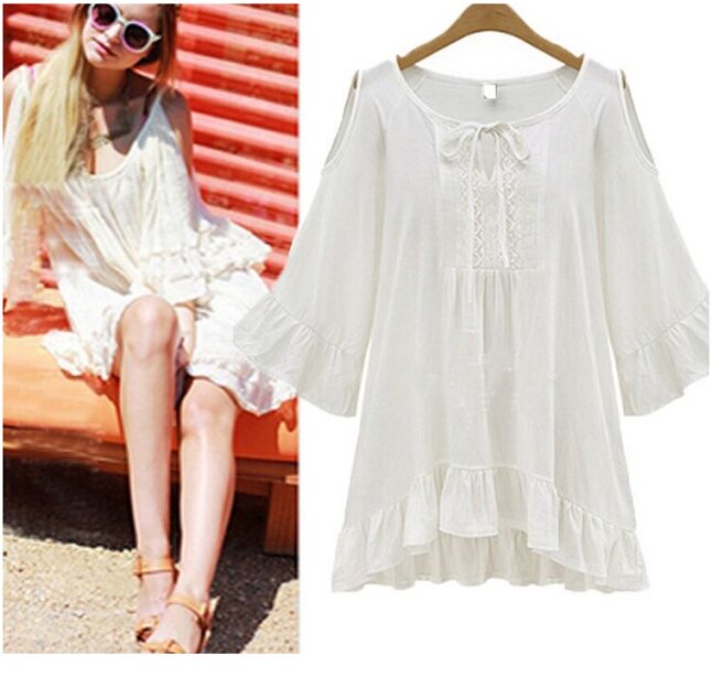 Women's Summer Loose Blouse Autumn Sexy Tops Big Size Shirts在类目 女装/女士精品, 大码女装中 - 来自Buy2taobao.com提供专业的淘宝代购服务