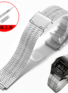 手表带钢带适配卡西欧AE1200 A158 A159 A168 B650 F91男女士18mm