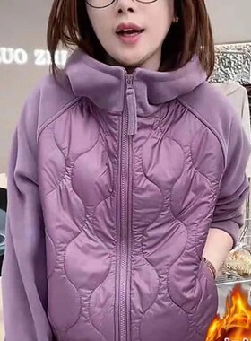 加厚外套女保暖防风加绒连帽卫衣