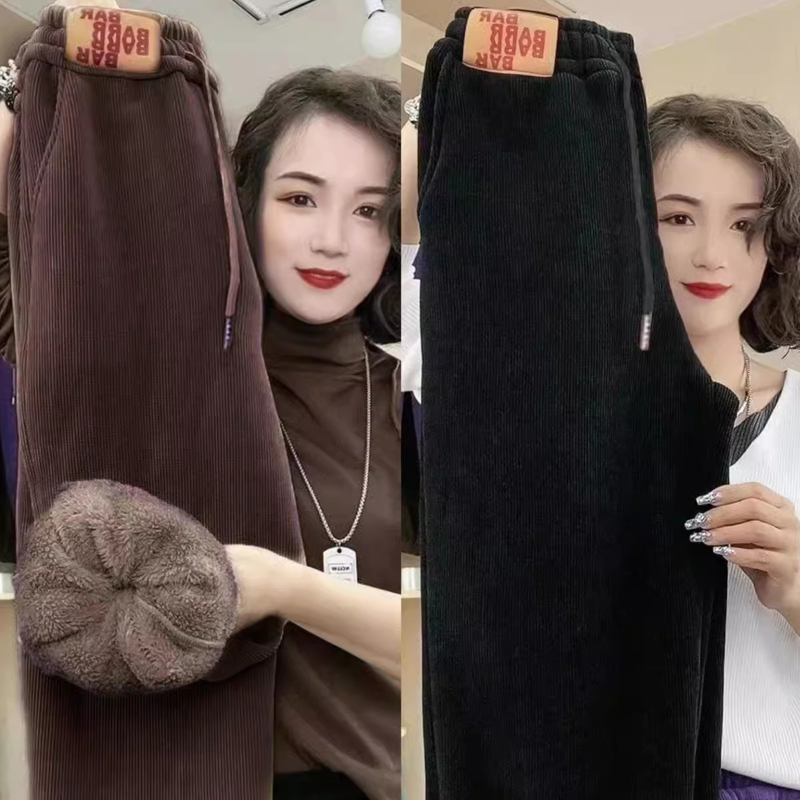 灯芯绒女裤加厚加绒冬天裤子卫裤