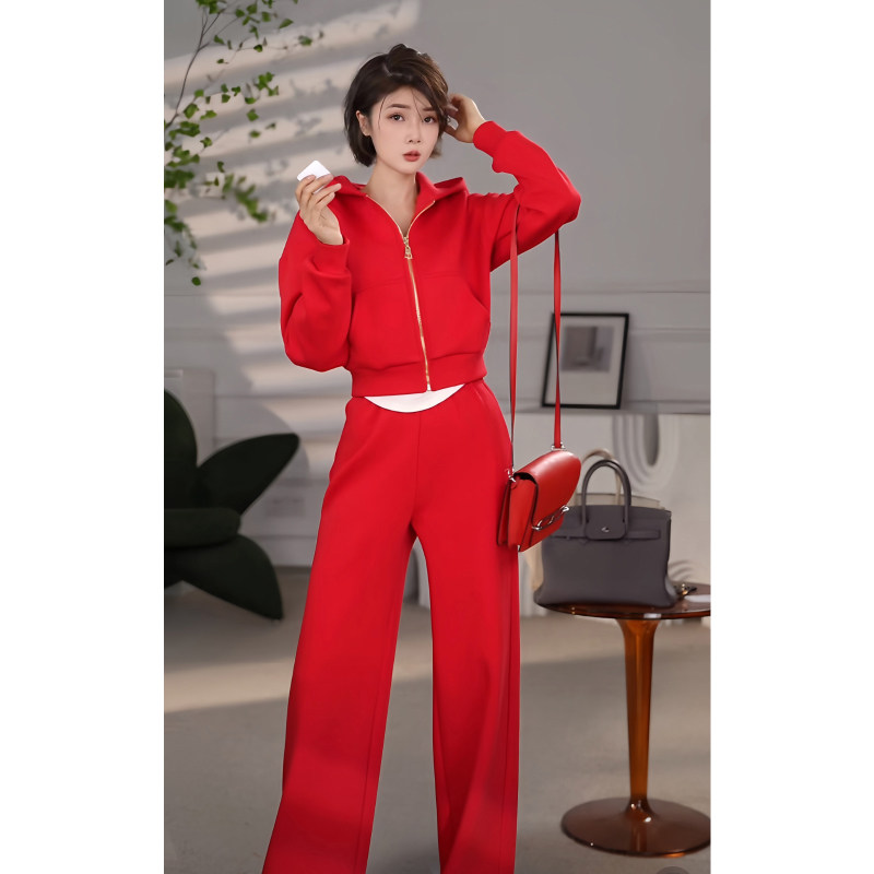 XULU原创纯色休闲高腰加绒拉链开衫连帽卫衣立体剪裁宽松直筒长裤,女装/女士精品,时尚套装,淘宝优惠券,粉丝福利购,淘宝优惠卷